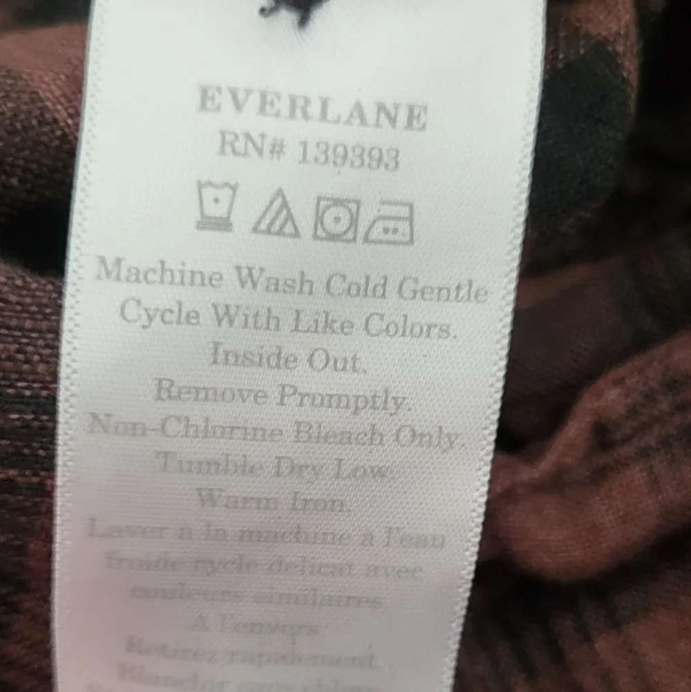 Everlane Linen Brown Black Plaid Button Down Jumpsuit